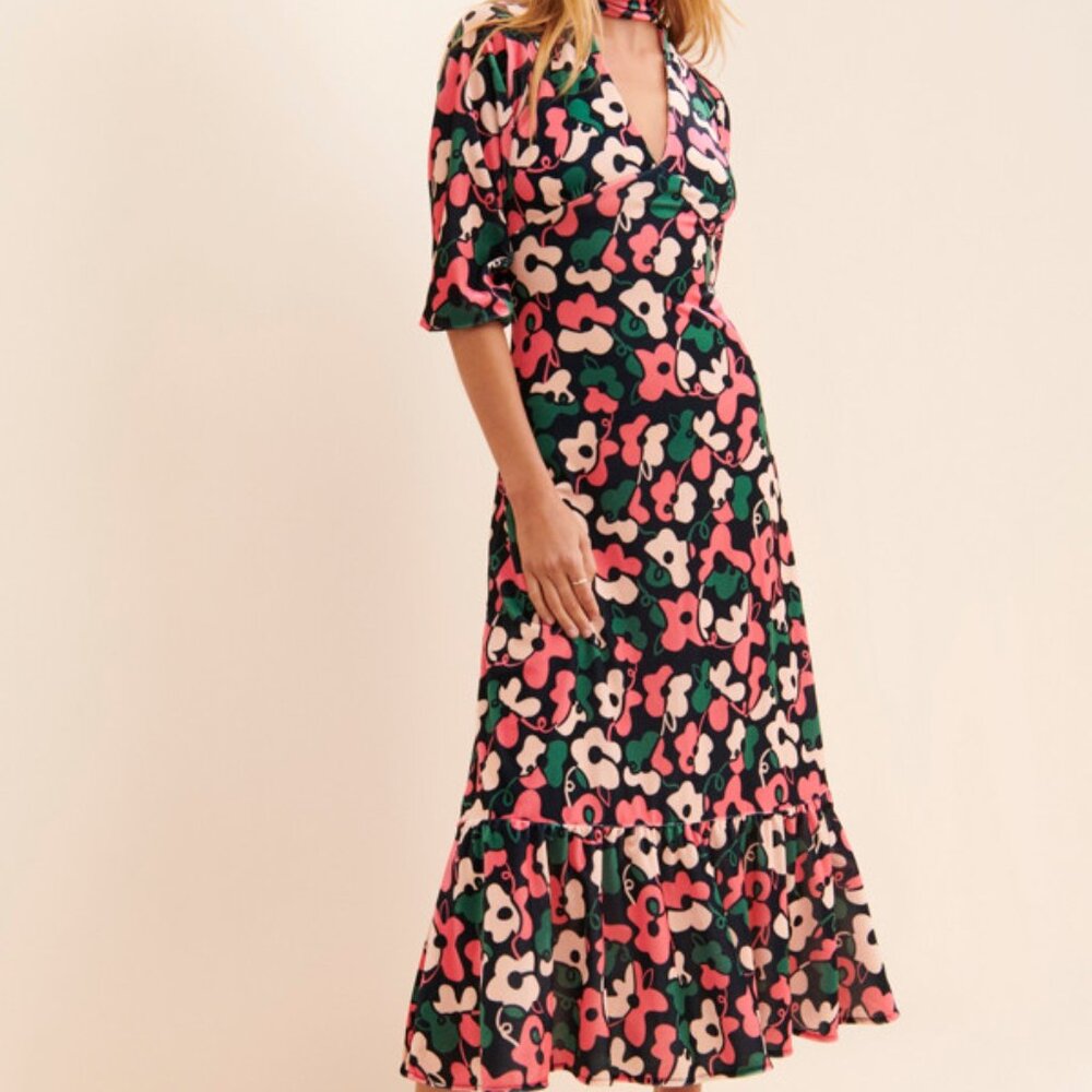Dazey LA Velvet Floral Midi Dress S